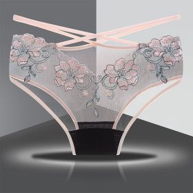 Briefs Women's Lace Underwear Sexy Hip Slimming (Option: Pink-L)