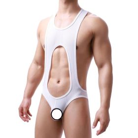 Men's Sculpting Fine Mesh Breathable One Piece Underwear For Men (Option: White-XL)