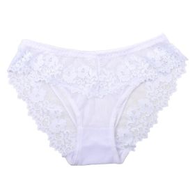 Women's Lace Nylon Underwear Plus Size Breathable And Transparent Mesh (Option: White-L)